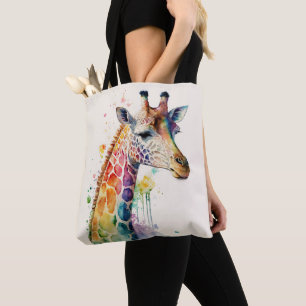 Bolsa Totebag de Jirafa con Acuarela Preciosa