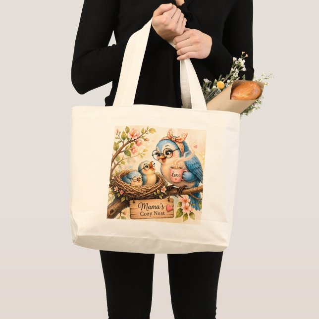 Bolsa Totebag de Mamá Pájaro Lindo (Anverso (producto))