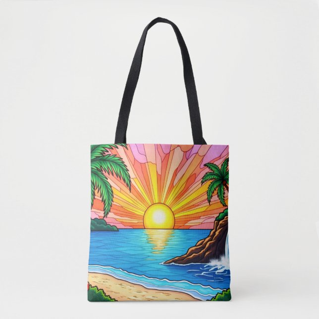 Bolsa Totebag de puesta de sol de vidrio emplomado (Anverso)