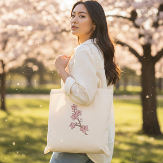 Bolsa Totebag de Rama Floral Rosa Bonita Flor de P