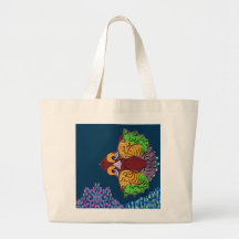 Bolsa Totebag Jumbo Arte de Pescado Abstracto con 