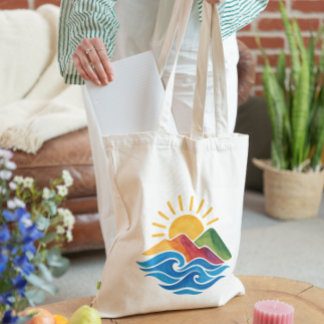Bolsa Totebag Naturaleza Montaña Olas Sol