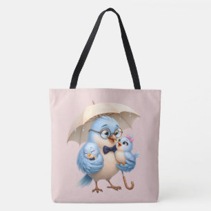 Bolsa Totebag Padre Pájaro Lindo Diseño de Familia
