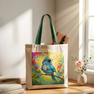 Bolsa Totebag Pájaro Azul Cantando Mono Amor por