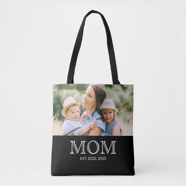 Bolsa Toteblack con Foto de Mamá Establecida (Anverso)