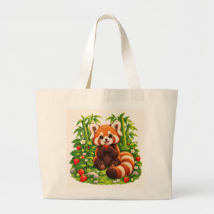 Bolsa Totebolsa Jumbo Jardín de Fresas Panda Rojo