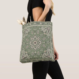 Bolsa Totem Estampada de Bandana Verde Salvia Pais