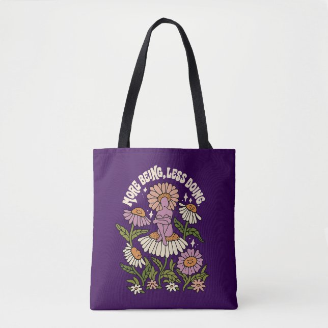 Bolsa Totem Floral de Autocuidado Más Ser Menos Ha (Anverso)