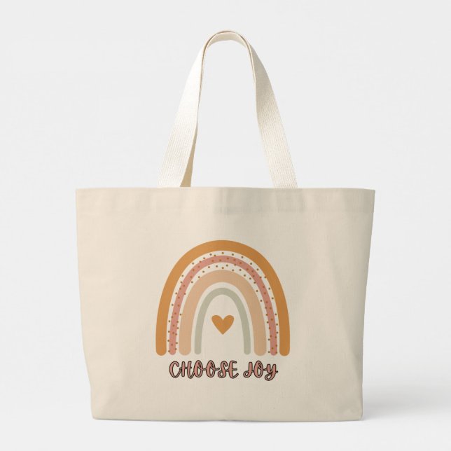 Bolsa Totem Gigante Boho Arcoíris “Elige Alegría”  (Reverso)