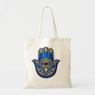 Bolsa Totem Mano Hamsa Azul Dorado Ojo Turco Canva