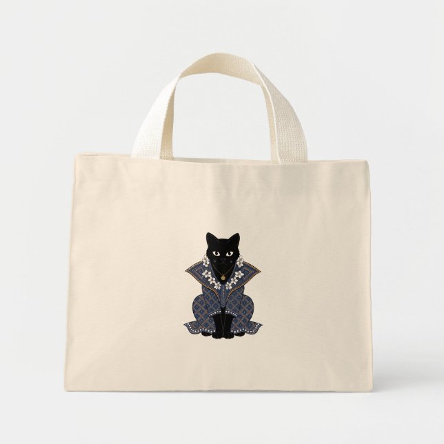Bolsa Totem Reina Gato Batik Azul (Frente)