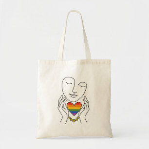 Bolsa Totera de Arte de Línea Minimalista Corazón 