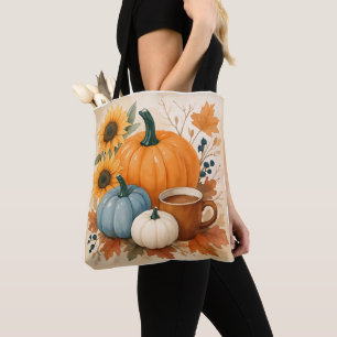 Bolsa Totera de Otoño Calabazas Acuarela