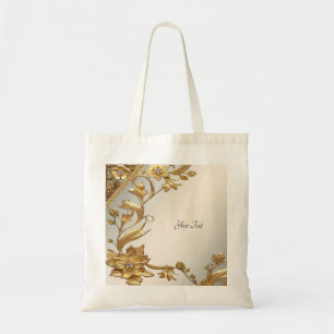 Bolsa Totera Floral de Hojas Onduladas Doradas