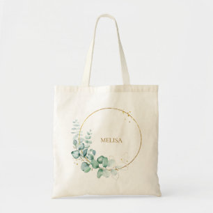 Bolsa Totera Verde Botánico Dorado Eucalipto
