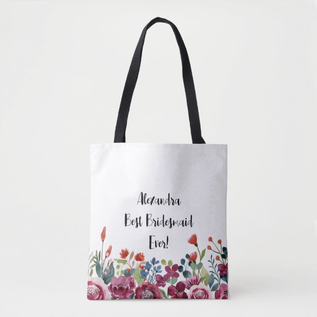 Bolsa Totte de Flor Personalizada Mejor Dama de Ho (Anverso)