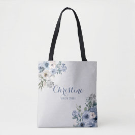 Bolsa Totte Novia Tribu Floral Azul Polvo Blanco