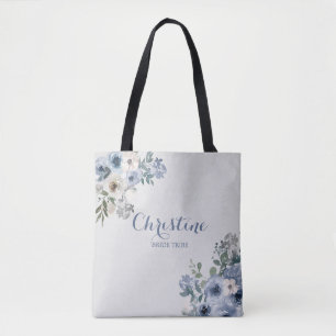 Bolsa Totte Novia Tribu Floral Azul Polvo Blanco