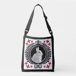 Bolsa transversal / bolso de hombro de conejo blan