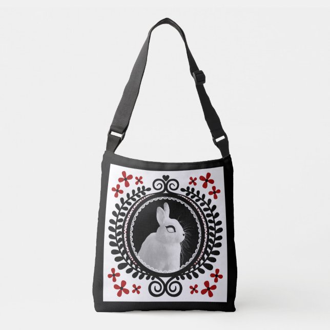 Bolsa transversal / bolso de hombro de conejo blan (Anverso)