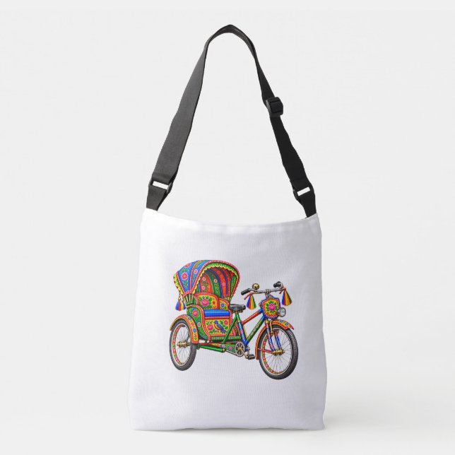 Bolsa transversal colorida arte de rickshaw bengal (Anverso)