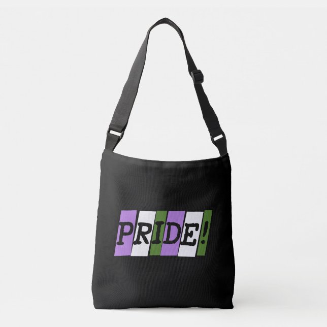 Bolsa transversal con texto de orgullo genderqueer (Anverso)