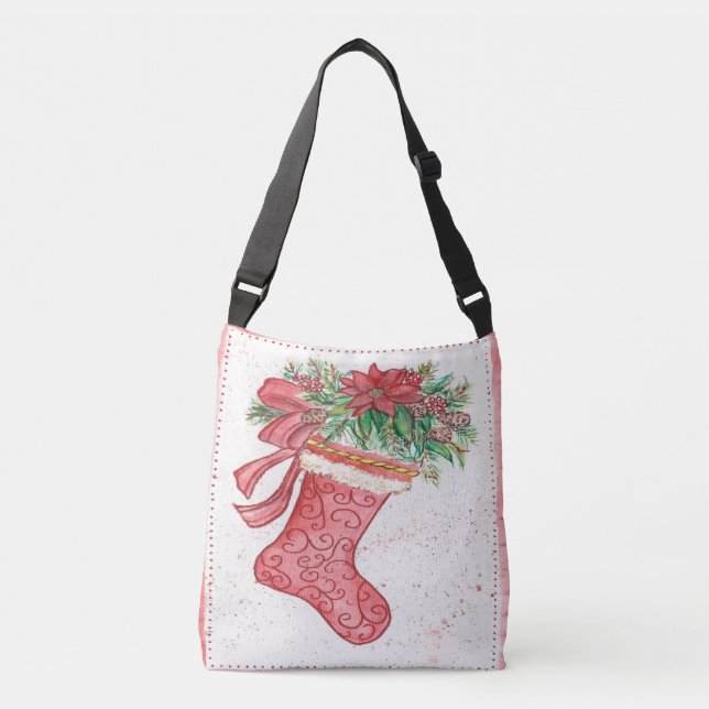 Bolsa transversal de calcetín navideño (Anverso)
