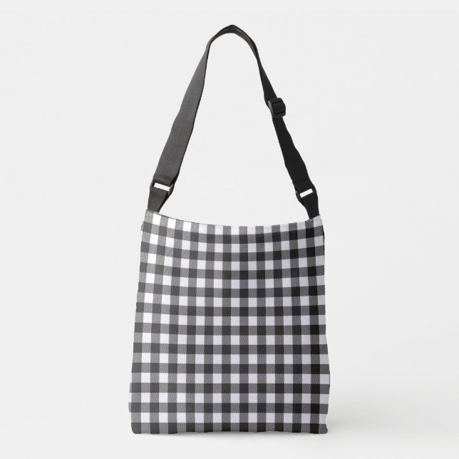 Bolsa transversal de cuadros de búfalo en blanco y (Anverso)