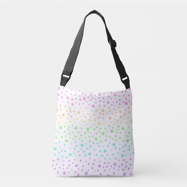 Bolsa transversal de lunares de arcoíris pastel (Anverso)