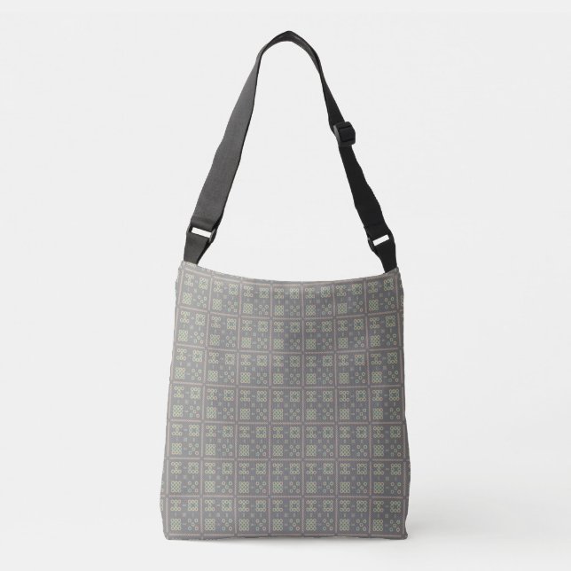 Bolsa transversal de patrón gris Petals & Donuts  (Anverso)