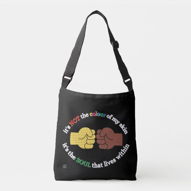 bolsa transversal "END RACISM" (Anverso)