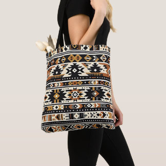 Bolsa tribal de tocador geométrica negrita