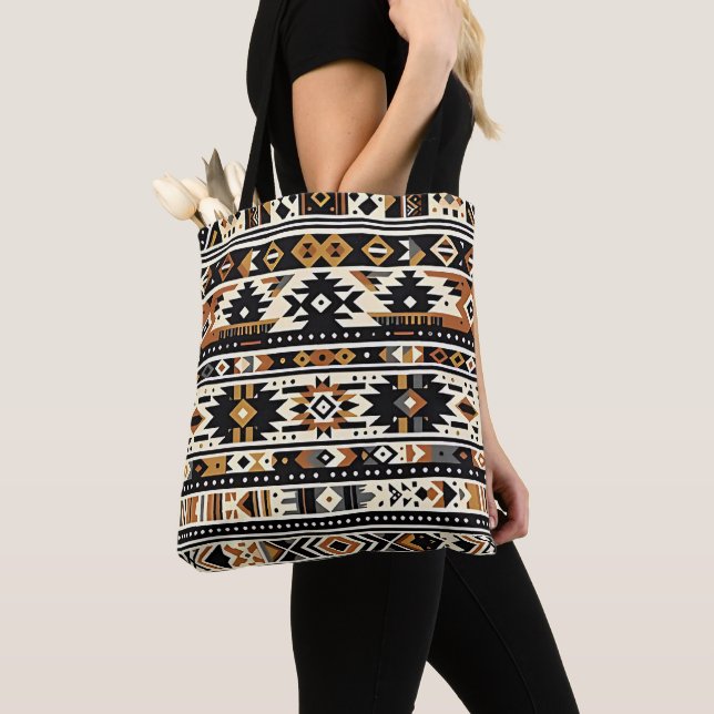 Bolsa tribal de tocador geométrica negrita (Detalle)