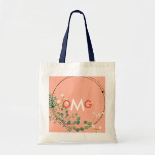 Bolsa verde azul monogramo personalizada de 3 letr