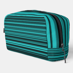 Bolsa verde azulada de artículos de aseo de franja