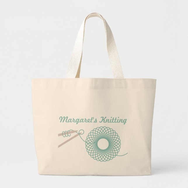 Bolsa verde azulada oscura de punto con nombre (Frente)