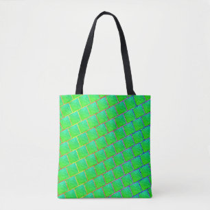 Bolsa verde azulado, tom em relevo e linhas