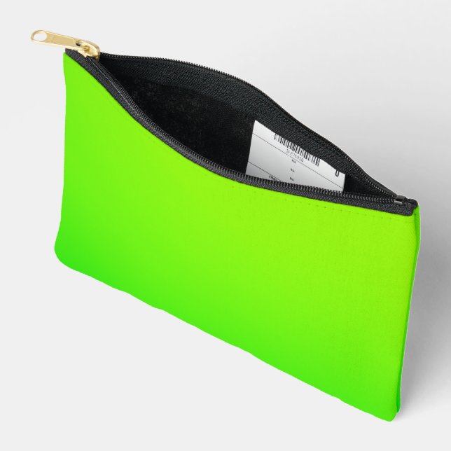 Bolsa verde brillante con cremallera negra (Abierto)