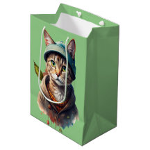 Bolsa verde de regalo para gatos de graffiti