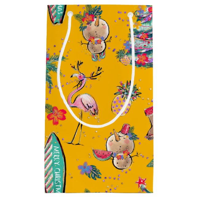 Bolsa Yellow Tropical Santa Gift (Anverso)
