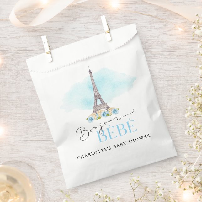 Bolsas Baby Shower Favor de la Torre Eiffel de Par (Cortado)