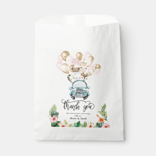 Bolsas Baby Shower Favor | Safari Friends Drive By (Anverso)