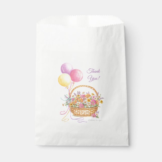 Bolsas de agradecimiento con flores y globos (Anverso)