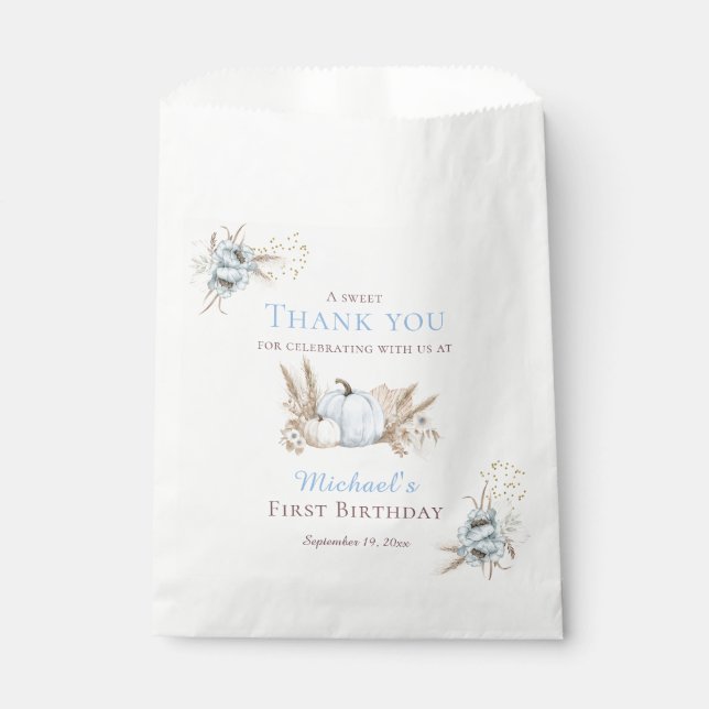 Bolsas de agradecimiento para cumpleaños Boho Blue (Anverso)