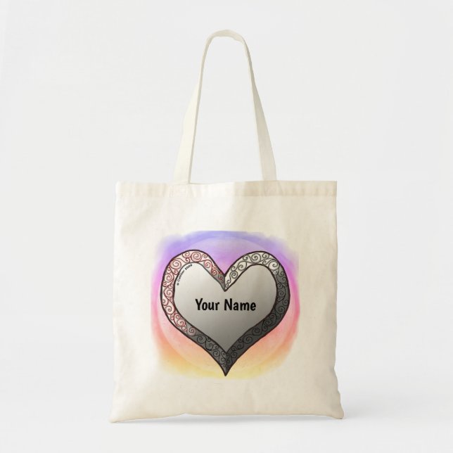 Bolsas de algodón personalizado del corazón de bis (Frente)