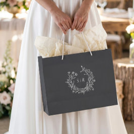 Bolsas de bienvenida de boda con monograma botánic