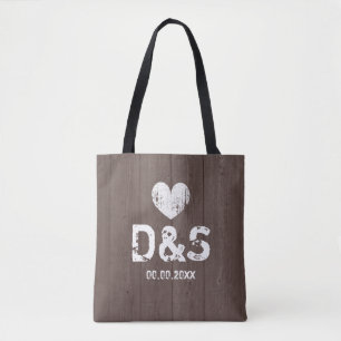 Bolsas de boda rústico de grano de madera marrón v