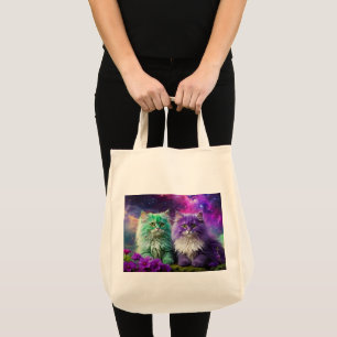 Bolsas de comestibles con 2 gatos