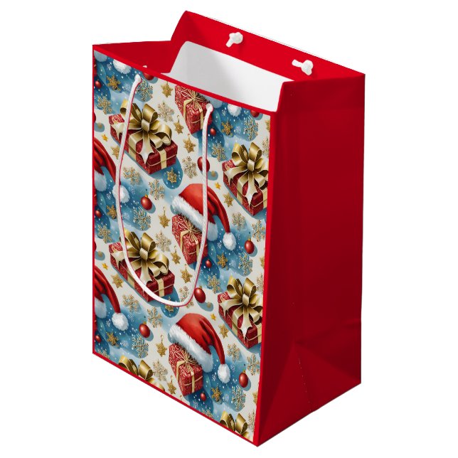 Bolsas de Compras de Papel Rojo de Navidad (Angulo Anverso)