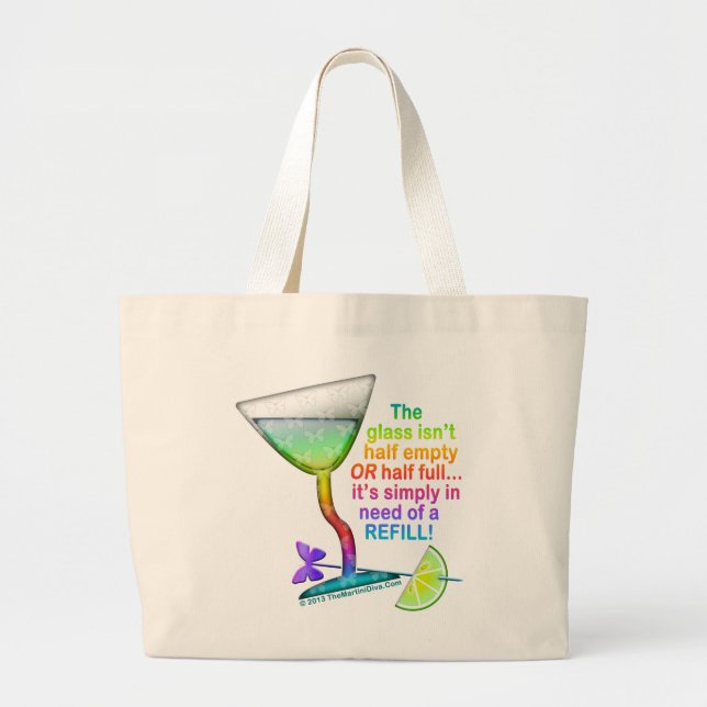 BOLSAS DE COMPRAS Y DE TOTES - EL VASO MEDIO LLENO (Frente)